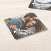 Romantic Heart Frame Custom Couple Photo Untersetzer (angewinkelt)