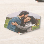 Romantic Heart Frame Custom Couple Photo Untersetzer (angewinkelt)