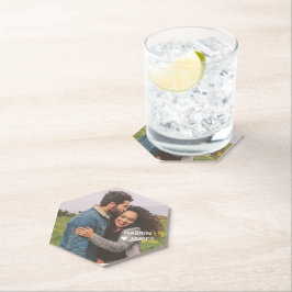 Romantic Heart Frame Custom Couple Photo Untersetzer