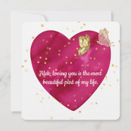 Romantic Heart & Gold Butterfly Valentine Card Feiertagskarte