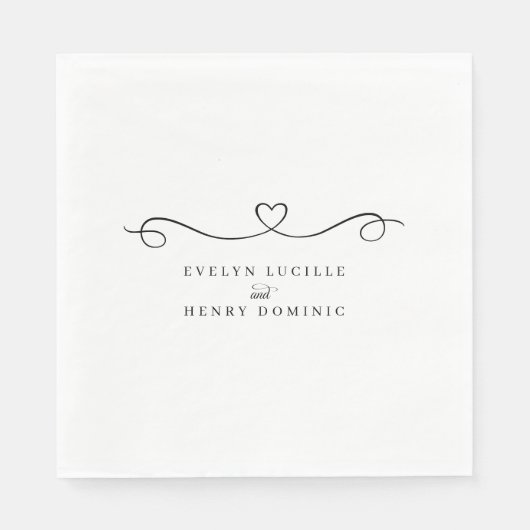 Romantic Heart Minimal Wedding Party Serviette (Vorderseite)