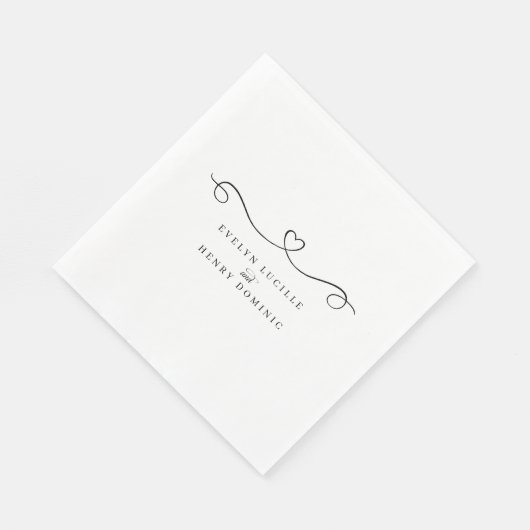 Romantic Heart Minimal Wedding Party Serviette (Ecke)