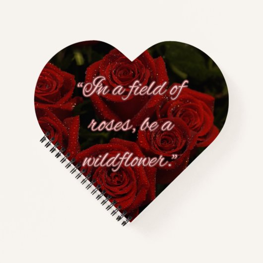 Romantic Heart Notebook – Red Roses Notizblock (Vorderseite)