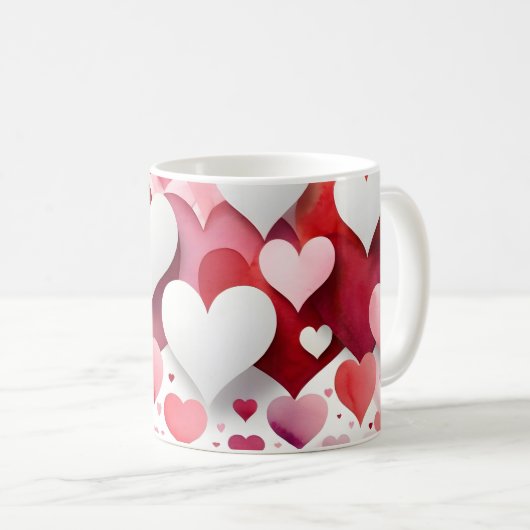Romantic Heart Pattern Coffee Mug Kaffeetasse (VorderseiteRechts)