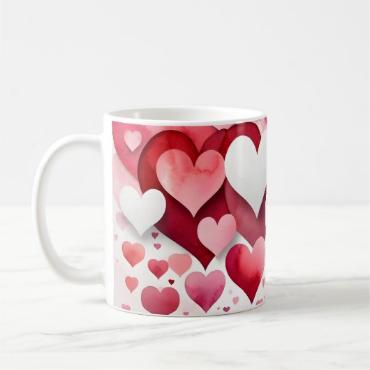 Romantic Heart Pattern Coffee Mug Kaffeetasse (Links)