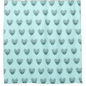 Romantic heart pattern on pale green  duschvorhang (Vorderseite)