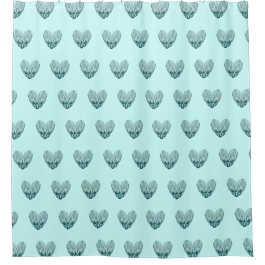 Romantic heart pattern on pale green  duschvorhang (Vorderseite)