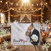 Romantic Heart Wedding Photo Dankeskarte