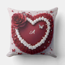 Romantic Heart With Pearl Border Kissen