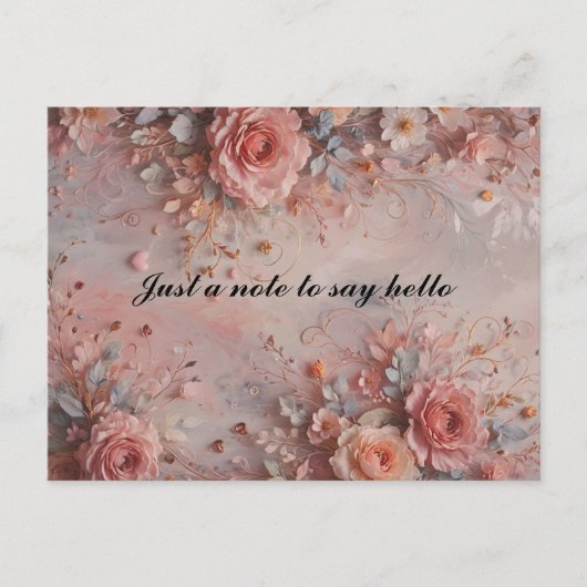 Romantic Hearts and Flowers Postkarte (Vorderseite)