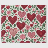 Romantic Hearts Meets Botanical Elegance Rustic Geschenkpapier (Flach)