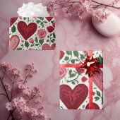 Romantic Hearts Meets Botanical Elegance Rustic Geschenkpapier