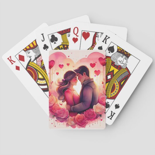 Romantic Hearts Poker Cards Spielkarten (Rückseite)