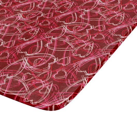 Romantic Hearts Ruby Red Schneidebrett (Ecke)