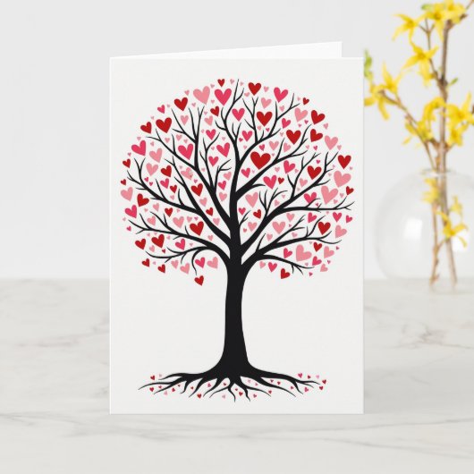 Romantic Hearts Tree Card Karte (Gelbe Blume)