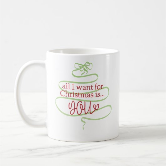 Romantic Holiday Mug with Handwritten Red Letterin Kaffeetasse (Links)