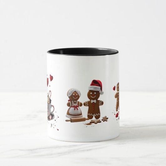 Romantic Hot Cocoa Gingerbread Couple Premium Tasse (Zentrum)