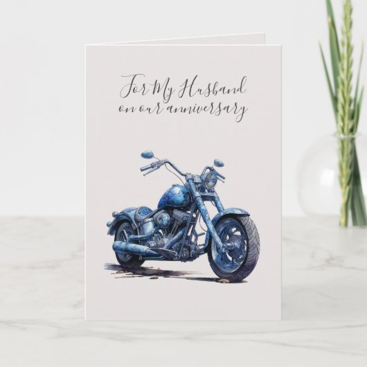 Romantic I Love You Anniversary Blue Motorcycle Karte (Vorderseite)