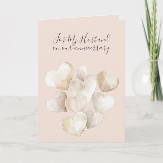 Romantic I Love You Anniversary Peach Cream Hearts Karte (Vorderseite)