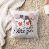 Romantic “I Love You” Couple Throw Pillow Kissen (Decke)