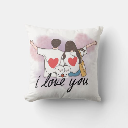 Romantic “I Love You” Couple Throw Pillow Kissen (Vorderseite)