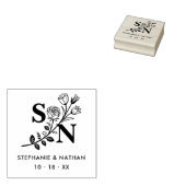 Romantic Initials Wildflowers Branches Wedding Gummistempel (Stempel)