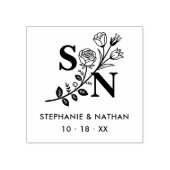 Romantic Initials Wildflowers Branches Wedding Gummistempel (Prägung)
