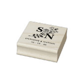 Romantic Initials Wildflowers Branches Wedding Gummistempel (Stempel)