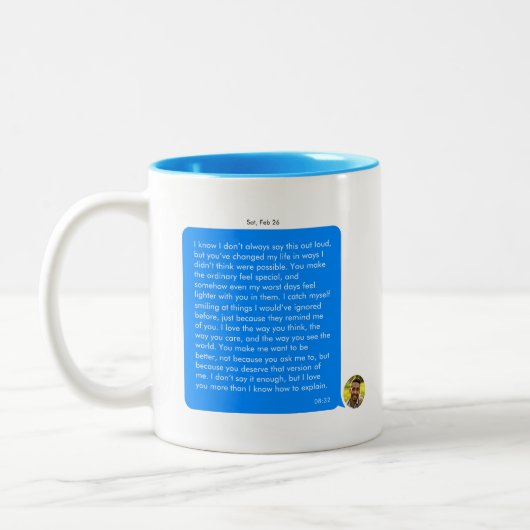 Romantic Instant Messenger Custom Message Zweifarbige Tasse (Links)