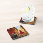 Romantic Italian Village Tuxedo Cat Coaster Getränkeuntersetzer (Rechte Seite)