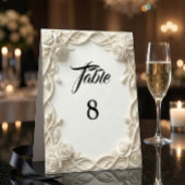 Romantic Ivory Cream Faux Relief Tischnummer