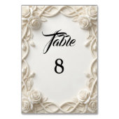 Romantic Ivory Cream Faux Relief Tischnummer (Vorderseite)
