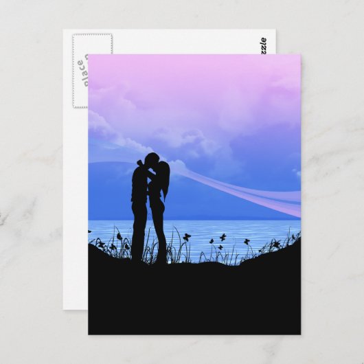 Romantic Kissing Couple Postkarte (Vorne/Hinten)