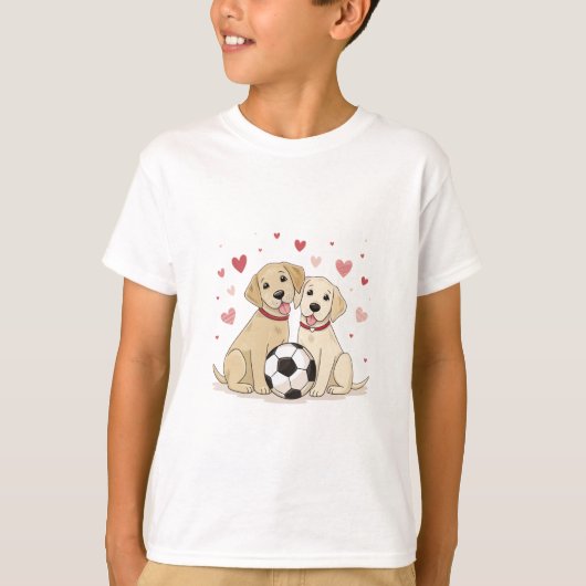 Romantic Labradors with Soccer Ball for Valentine' T-Shirt (Vorderseite)