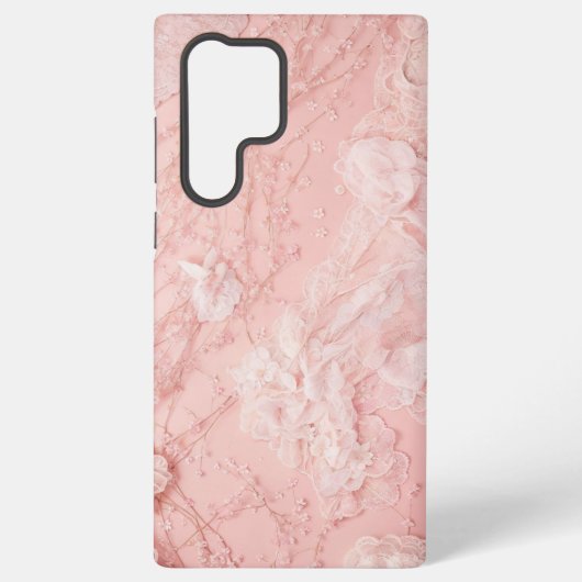 Romantic Lace Pink Floral & Pearl Phone Case Samsung Galaxy Hülle (Rückseite)