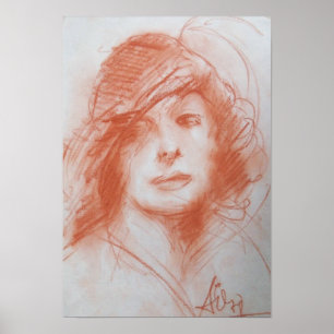 ROMANTIC LADY/Sepia Brown Poster