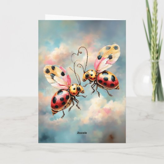 Romantic Ladybugs in Flight Karte (Rückseite)