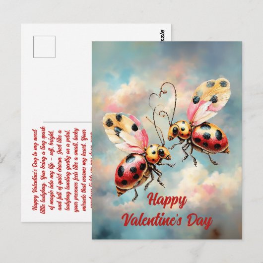 Romantic Ladybugs in Flight Postkarte (Vorne/Hinten)