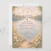 Romantic Lake Wildflower Forest Wedding Einladung (Vorderseite)
