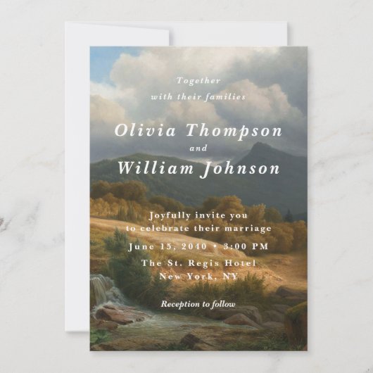 Romantic Landscape Painting Wedding Invitation Einladung (Vorderseite)