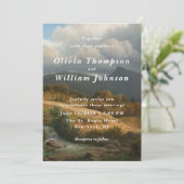 Romantic Landscape Painting Wedding Invitation Einladung (Stehend Vorderseite)