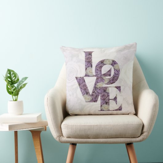 Romantic lavender Colour Rose 'LOVE' Accent Pillow Kissen (Stuhl )