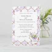 Romantic Lavender Floral Bow Wedding Einladung (Stehend Vorderseite)