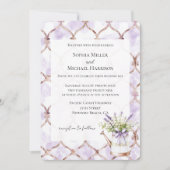 Romantic Lavender Floral Bow Wedding Einladung (Vorderseite)