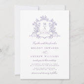 Romantic Lavender Floral Crest Wedding Einladung (Vorderseite)