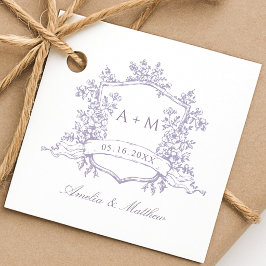 Romantic Lavender Floral Crest Wedding Thank You Geschenkanhänger