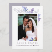Romantic Lavender Floral Foto Hochzeit Vielen Dank Dankeskarte (Vorne/Hinten)