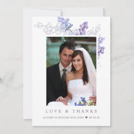 Romantic Lavender Floral Foto Hochzeit Vielen Dank Dankeskarte