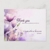 Romantic Lavender Floral Gold Wedding Thank You Postkarte (Vorderseite)