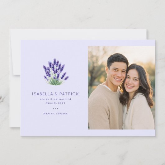 Romantic Lavender Floral Save The Date (Vorderseite)